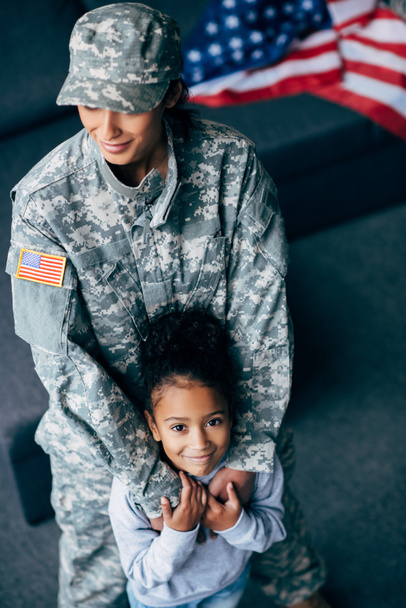 daughter and mother in military uniform - Photo, Image