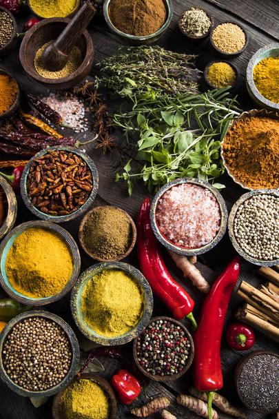 A selection of various colorful spices      - Fotoğraf, Görsel