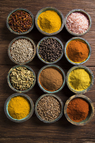 A selection of various colorful spices      - Fotoğraf, Görsel