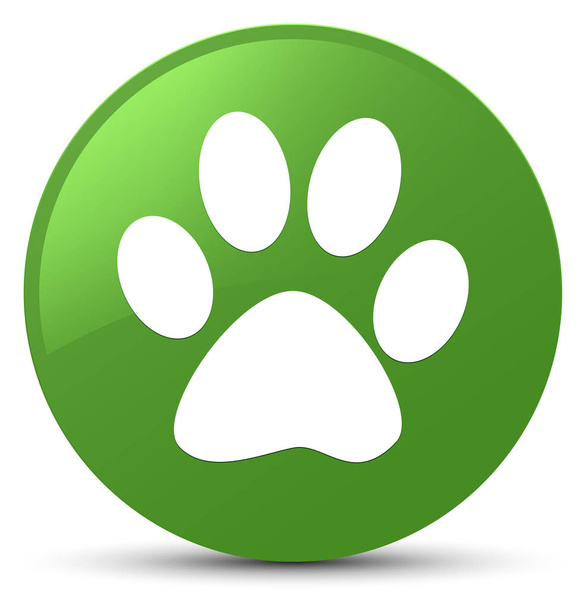 Απαλό πράσινο εικονίδιο ζώων αποτύπωμα στρογγυλό κουμπί - Φωτογραφία, εικόνα