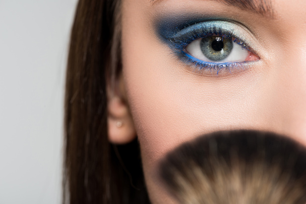 woman with blue eyeshadows - Photo, Image