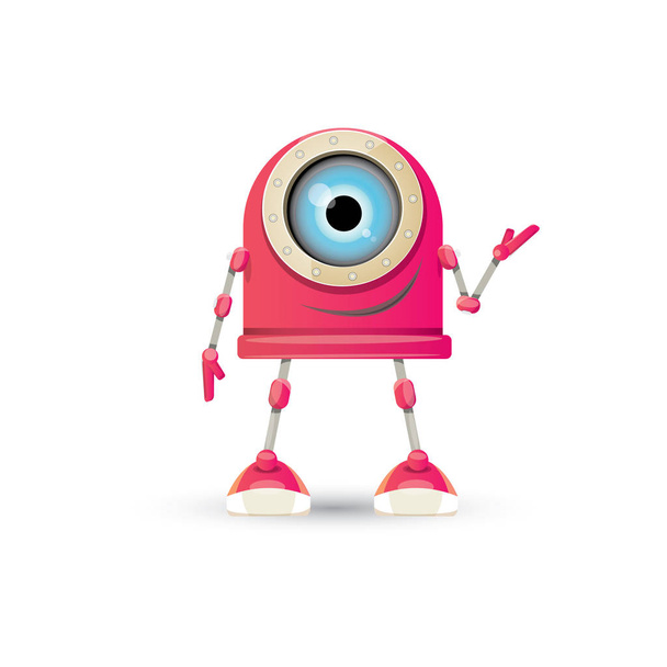 vector funny cartoon pink friendly robot character Isolated on white background. Kids robot logo design template - Vetor, Imagem