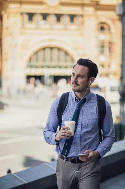 Millennial Businessman Commuting In Melbourne - Photo, image
