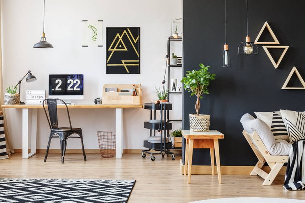 Creative workspace with triangle motive - Foto, Imagen