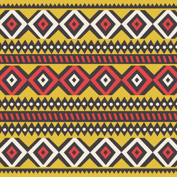 幾何学的な要素を持つ部族民族のカラフルなボヘミアン パターン, - ベクター画像