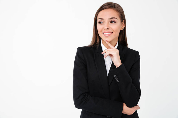 Smiling business woman standing isolated - Photo, Image