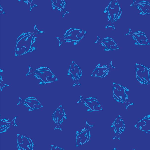 Fresh Fish Seamless Pattern - Vetor, Imagem