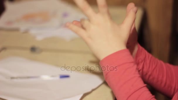 child learns to count, delicate learning future bright generation. close-up baby hands - Video