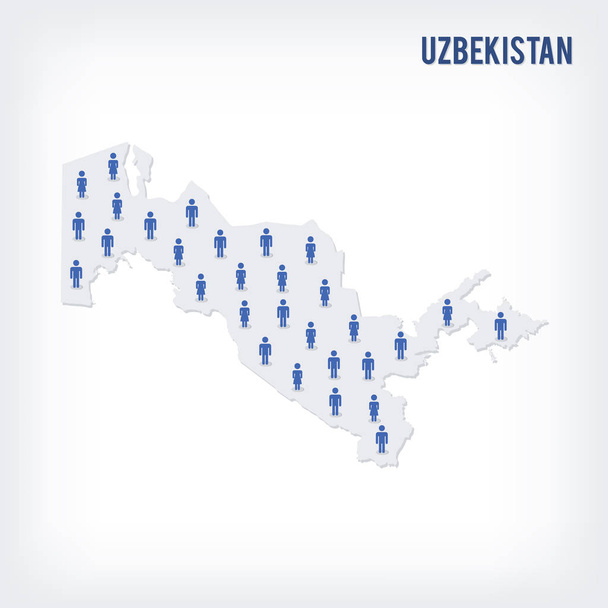Vector mensen kaart van Oezbekistan. Het concept van de bevolking. - Vector, afbeelding