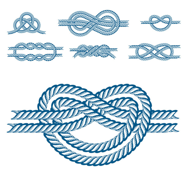 Sea boat rope knots vector illustration isolated marine navy cable natural tackle sign - Vektor, obrázek