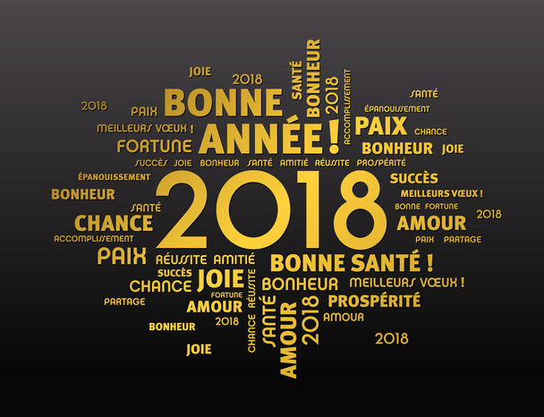 Greeting card 2018 in French language - Vector, Image