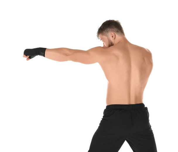 Male boxer on white   - Φωτογραφία, εικόνα