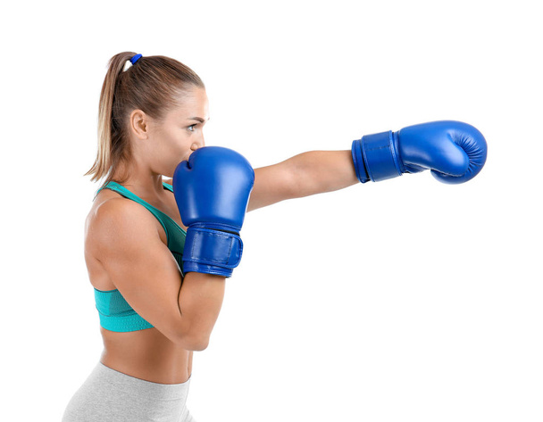 Female boxer on white   - Foto, imagen