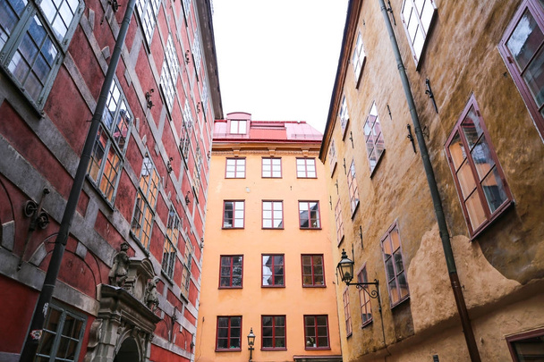 Színes épületek a Gamla Stan, Stockholm, Svédország - Fotó, kép