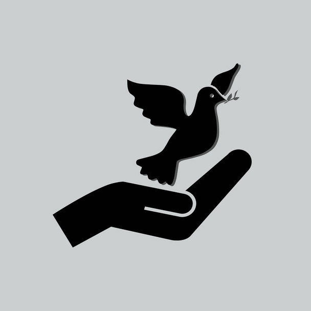 ícone de pombo e mão plana
 - Vetor, Imagem