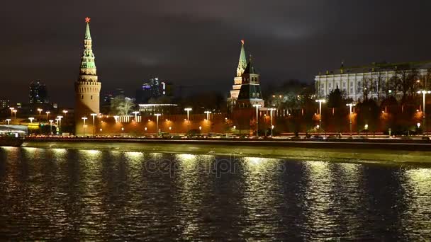 Εκπληκτική νυχτερινή άποψη του Κρεμλίνου το χειμώνα, Μόσχα, Ρωσία - Πλάνα, βίντεο