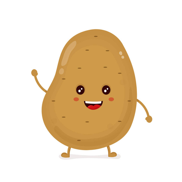 Cute gelukkig lachend grappige aardappel. Vector  - Vector, afbeelding