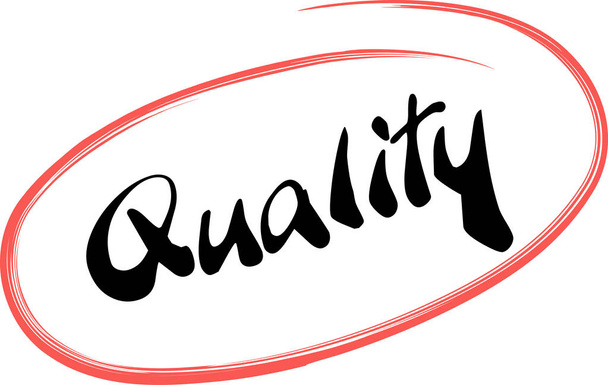 Quality in a red hand-drawn circle - Vector, Image
