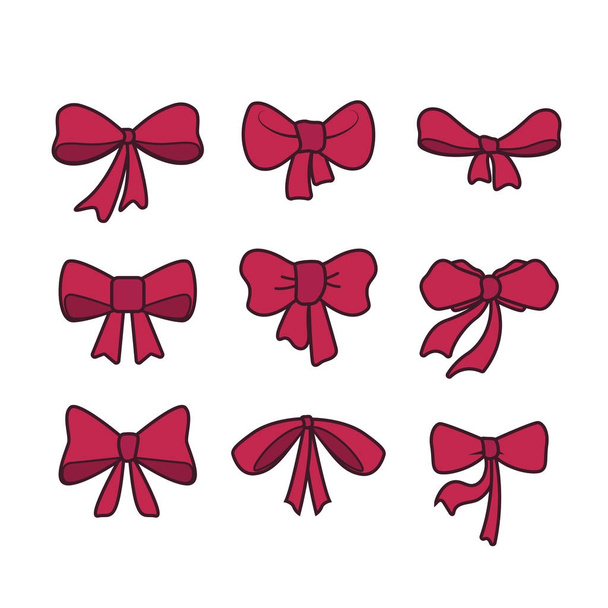 Set of six different bows of shapes and sizes - Vector, imagen