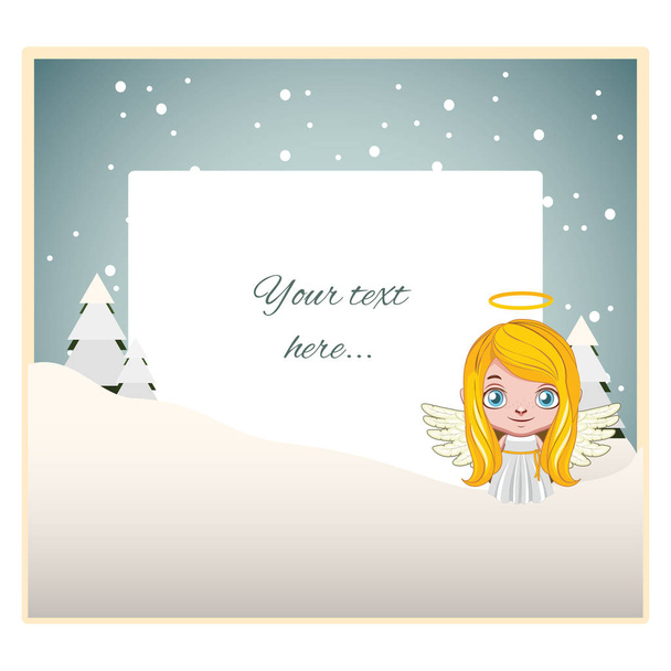 Christmas background with an angel and customizable text - Διάνυσμα, εικόνα