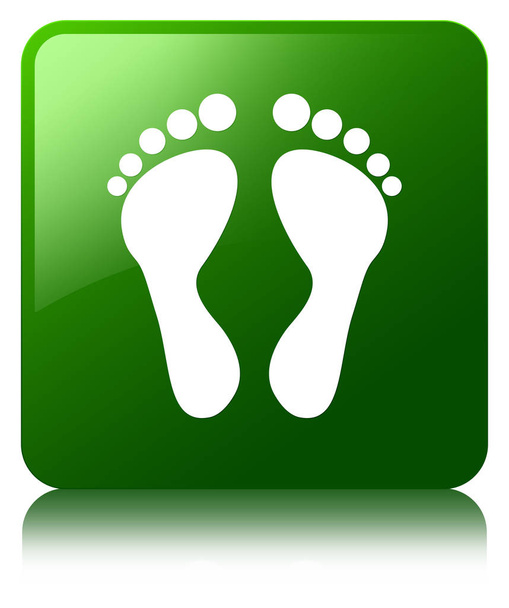 Footprint icon green square button - Foto, Imagem
