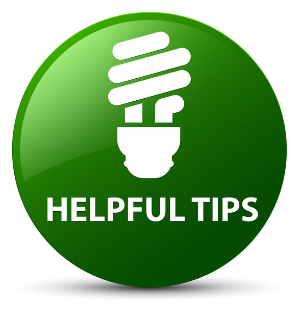 Χρήσιμες συμβουλές (εικονίδιο λάμπας) πράσινο στρογγυλό κουμπί - Φωτογραφία, εικόνα