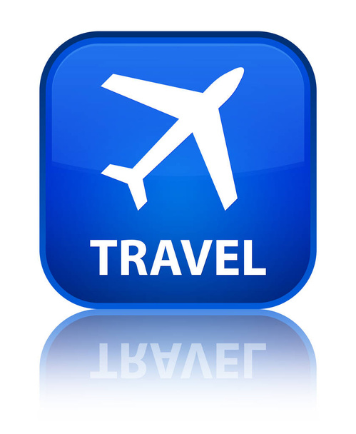 Ταξιδιού (αεροπορικό εικονίδιο) ειδικές μπλε τετράγωνο κουμπί - Φωτογραφία, εικόνα