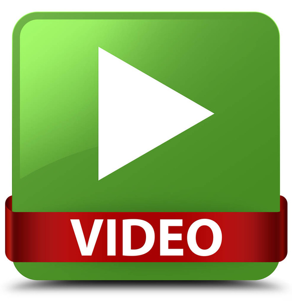 Video soft green square button red ribbon in middle - Photo, Image