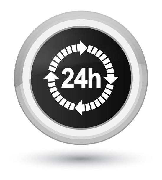 24 時間配信アイコン プライム黒い丸いボタン - 写真・画像