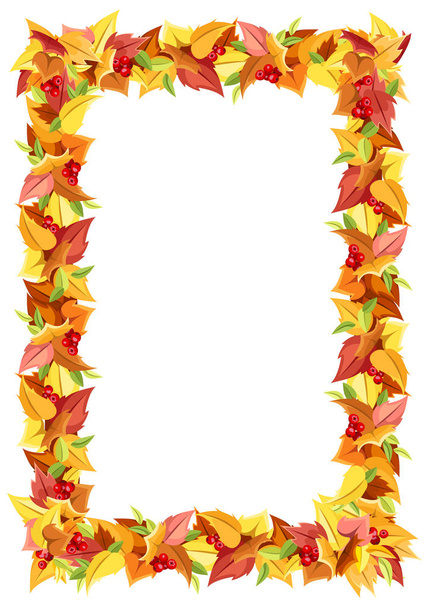 Vector autumn colorful leaves frame. - Vecteur, image