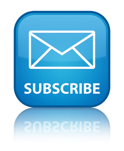 (Εικονίδιο ηλεκτρονικού ταχυδρομείου) ειδική κυανό μπλε τετράγωνο κουμπί εγγραφής - Φωτογραφία, εικόνα