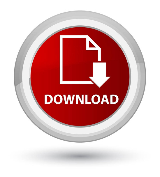 Download (document icon) prime red round button - Foto, immagini