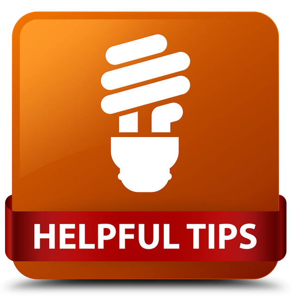 Полезные советы (значок лампочки) коричневый квадрат кнопки красная лента в середине
 - Фото, изображение