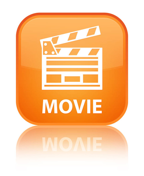 Film (cinema clip pictogram) speciale oranje vierkante knop - Foto, afbeelding