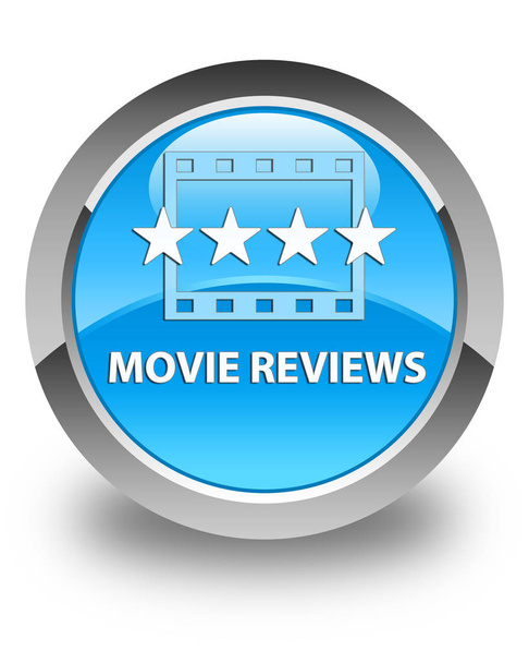 Movie reviews glossy cyan blue round button - Photo, Image