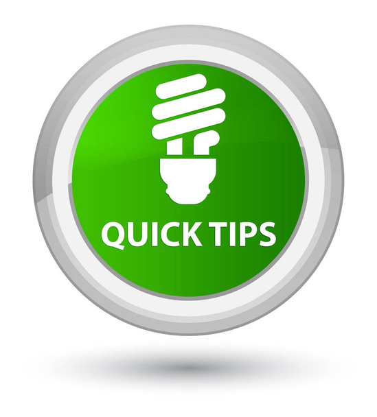 Γρήγορες συμβουλές (εικονίδιο λάμπας) προνομιακή πράσινο στρογγυλό κουμπί - Φωτογραφία, εικόνα