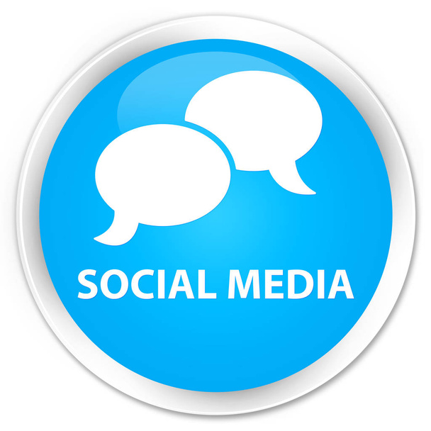 Μέσα κοινωνικής δικτύωσης (chat εικονίδιο φυσαλίδας) premium κυανό μπλε στρογγυλό κουμπί - Φωτογραφία, εικόνα