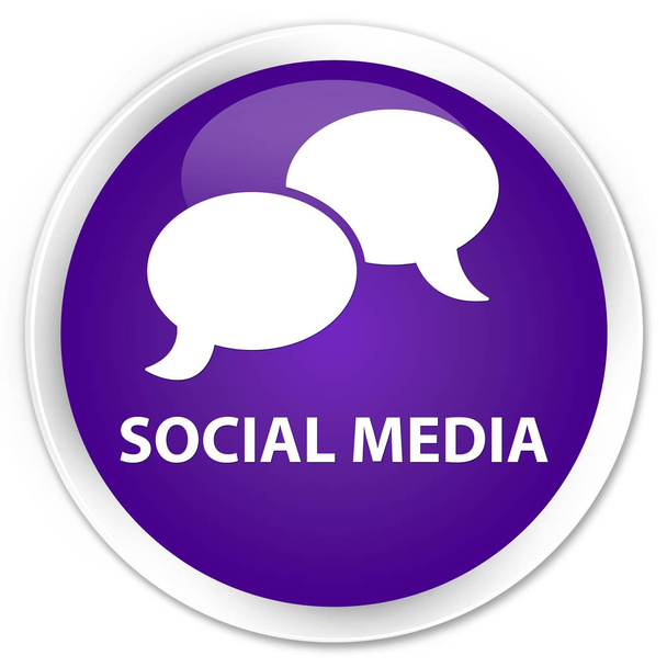 Mídia social (ícone de bolha de chat) botão redondo roxo premium
 - Foto, Imagem