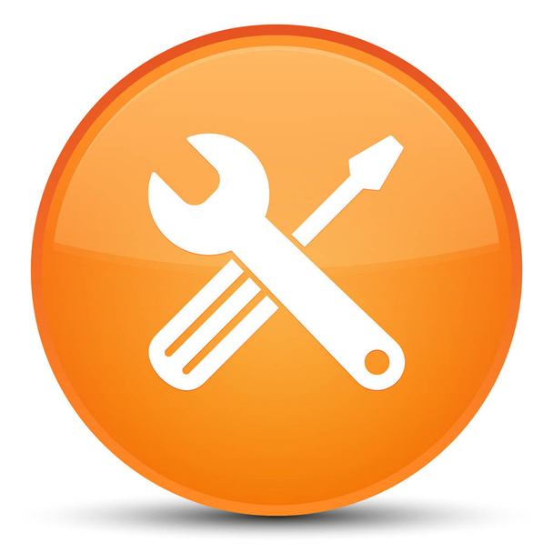 Przycisk okrągły pomarańczowy ikonę specjalne narzędzia - Zdjęcie, obraz
