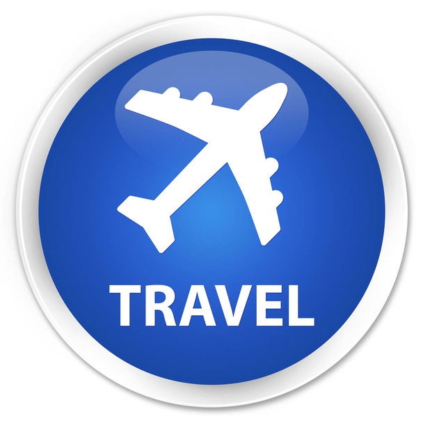 Reise (Flugzeug-Symbol) Premium blauer runder Knopf - Foto, Bild