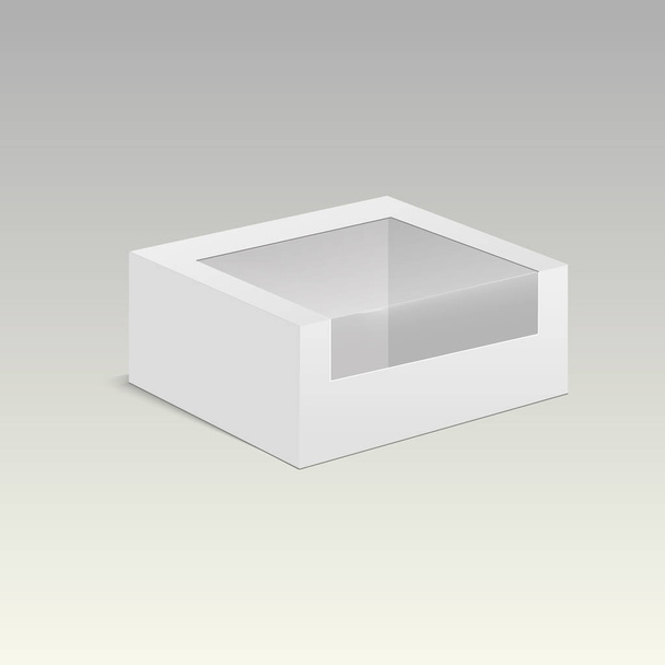Product kartonnen kunststof pakket doos met venster. Vector mock up sjabloon klaar voor uw ontwerp.   - Vector, afbeelding