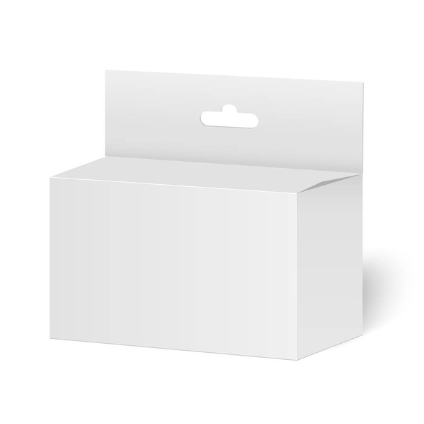 Caixa branca do pacote do produto com entalhe pendurado. Modelo Mock Up pronto para o seu projeto. Vetor
 - Vetor, Imagem