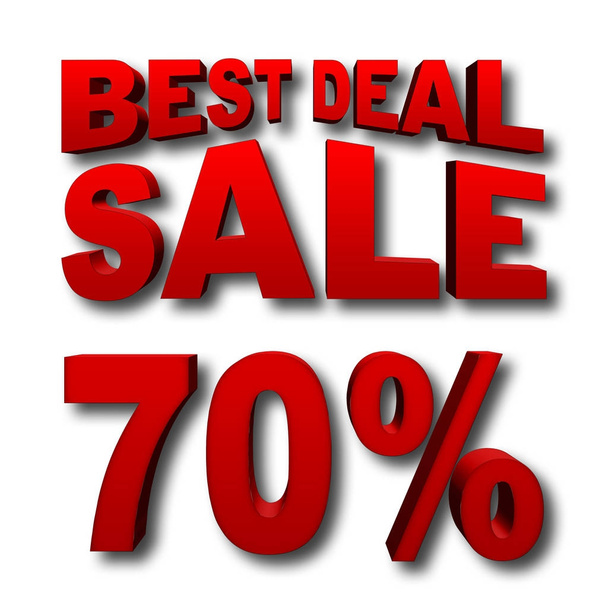 Stock Illustratie - rood 70 Percentage uit rode beste Deal, rode verkoop, rood en vet, geïsoleerd tegen de witte achtergrond, 3d illustratie. - Foto, afbeelding