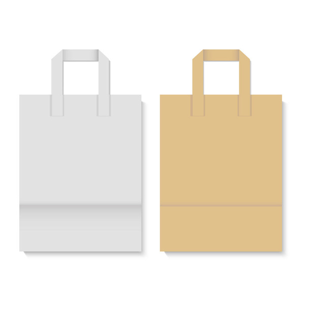 Blank realistic paper bag mockup. Vector illustratio - Vector, Image