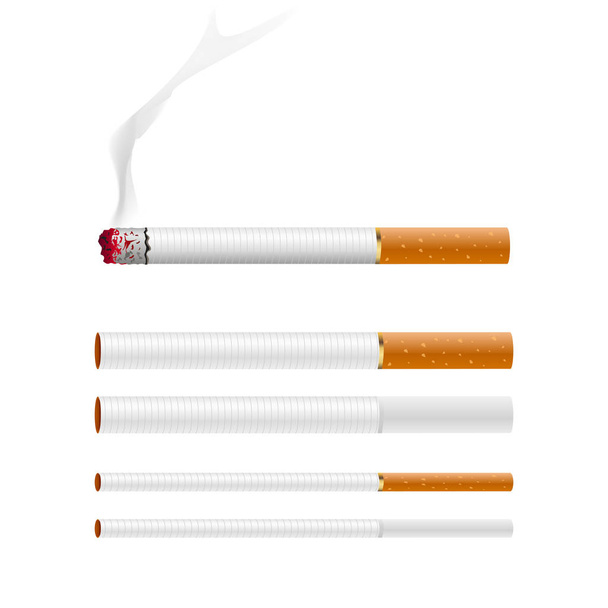 Un set di sigarette realistiche. Vettore di sigarette in fiamme
 - Vettoriali, immagini