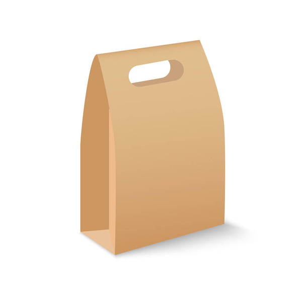Embalaje de cajas rectángulo de cartón marrón en blanco para sándwich, comida, regalo, otros productos se burlan. Vecto.
 - Vector, imagen