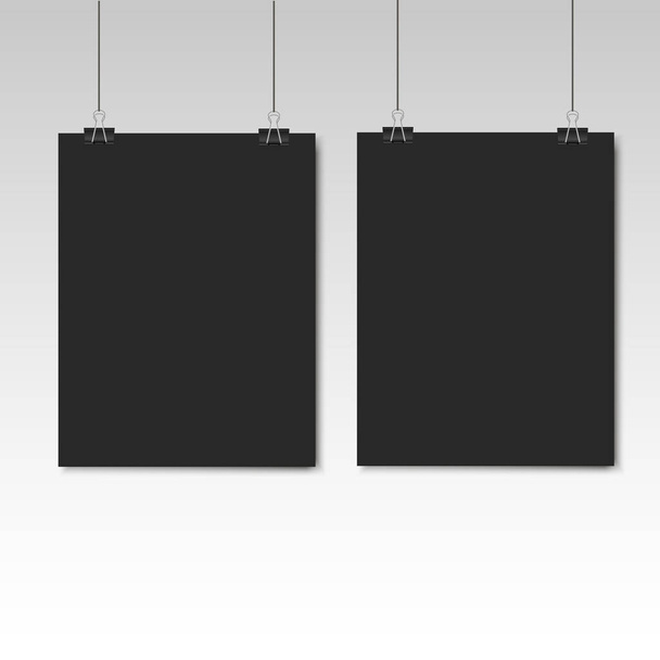 Plantilla de dos carteles vectoriales en blanco negro. Marco para hoja de papel. Ilustración vectorial
 - Vector, Imagen