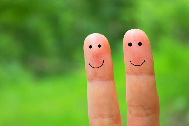 couple fingers with smile - Photo, Image