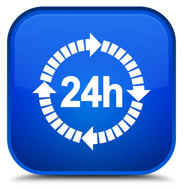 24 時間配信アイコン特別な青い正方形ボタン - 写真・画像