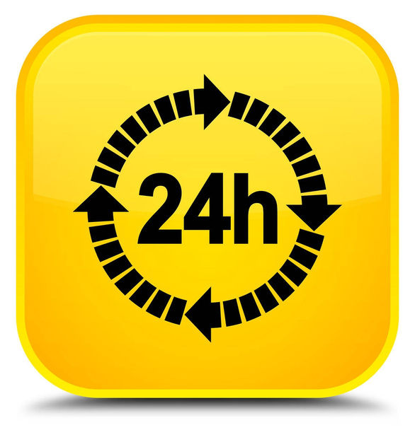 24 часа доставка значок специальной желтой квадратной кнопки
 - Фото, изображение